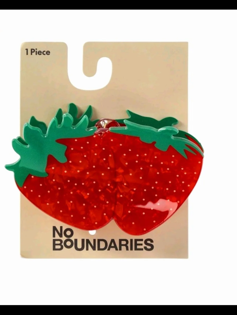 No Boundaries White Beaded Strawberry Wristlet And Hair Claw Clip - Picture 6 of 6